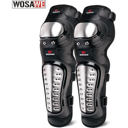 WOSAWE Stainless Steel Motorcycle Knee Guard Off-road Anti-fall Knee Pads High Quality Ski Bike Leggings Protective Knee Pads