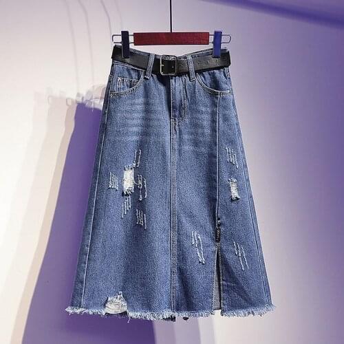 Denim Oversized Women Skirts Summer Vintage 2021 A-Line Knee-Length Casual All Match Female Clothing Top Quality