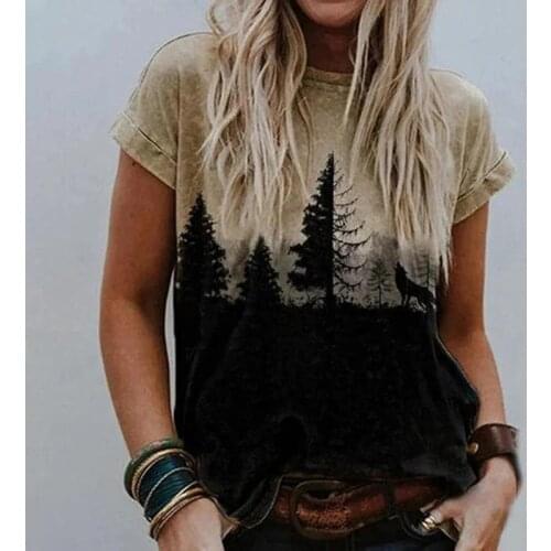 2021 Summer Women Vintag Print Casual Tops Short Sleeve O-neck Plus Size Harajuku Tshirt Female Clothes Femme T-Shirts