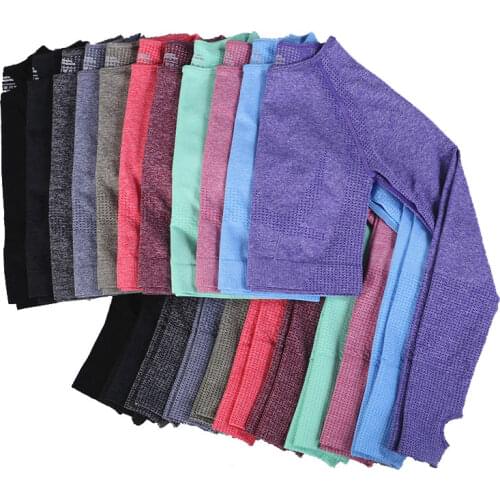 Women Seamless Yoga Shirts Long Sleeve Crop Top Fitness Gym Running Clothing Female Workout Sportswear Girl Active Wear