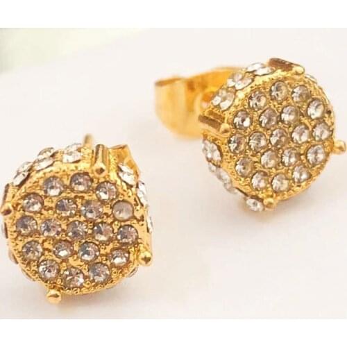 2021 New Luxury Full Zircon Gold Color Stud Earring For Women Simple Female Jewelry Engagement Party Accessories Valentine Gifts