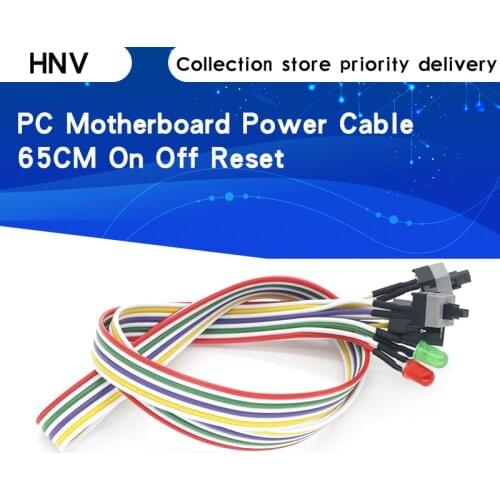 1PCS 65CM Slim PC Compute Motherboard Power Cable Original On Off Reset with LED Light PC Power Reset Switch Push Button Switch