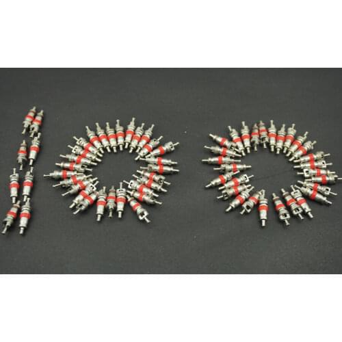 100PCS Metal Tire Tyre Valve Stem Cores Red Banded High Heat Cores Universal Fit