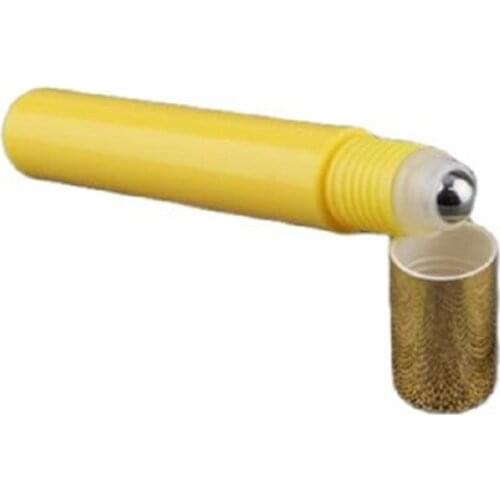 15ML Plastic Yellow Roll on Bottle with Glass Bead Metal Steel Bead, Eye Cream Sample Bottle, Cosmetics Packaging,30 Pieces/Lot
