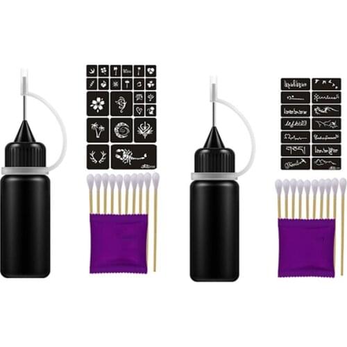 2 Set Temporary Tattoo Ink Natural Long Lasting Organic Jagua Fruit Gel/Ink No Chemicals No Alcohol 10Ml Tattoo Stickers, Y22