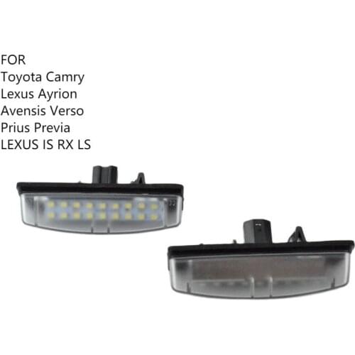 2PCS FOR Toyota/Lexus Camry/Ayrion/Avensis Verso/Prius/Previa/LEXUS IS RX LS LED License Plate Lamp 6000K White 12V Car Styling