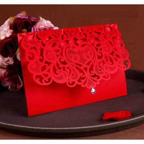 25pcs Luxurious Wedding Decoration Supplies China White Red Laser Cut Wedding Invitations Elegant Wedding Invitation Cards