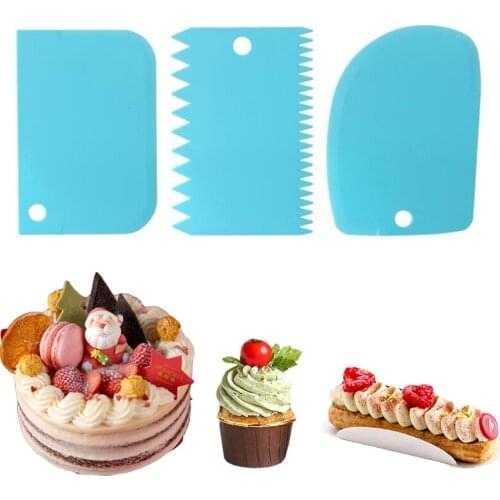 3PCS/Lot Cake Cream Scraper Dough Cake Cutter Slicer Spatula Pasty Cutters Scraper Irregular Teeth Edge DIY Smoother Cake Tools