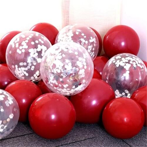 30pcs ruby red balloon gold red silver confetti balloon chrome metal latex balloon wedding birthday party decoration