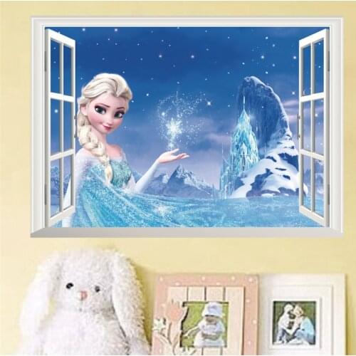 3D Cartoon Frozen Wall Stickers For Kids Room Bedroom Wall Decoration stickers Movie Posters Gifts for children PVC
