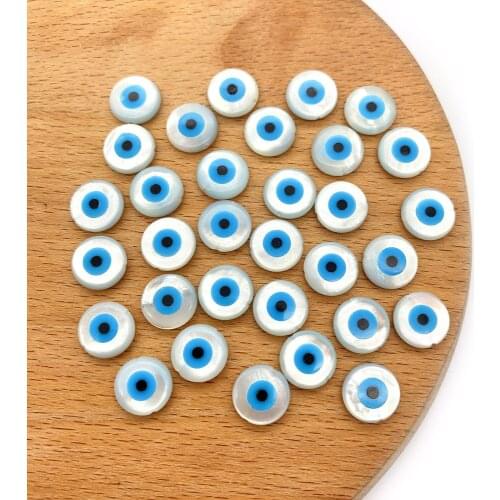 5pcs/pack Natural Sea Shell Evil Eye Loose Beads Round Shaped 4mm-20mm Sizes White Color DIY for Making Necklace Earrings