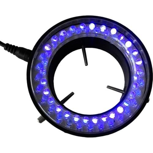 395~400nm 60 PCS LED Microscope UV Ring Light Purple Color Ring Lamp with Adapter 110V-240V for Microscope Illumination