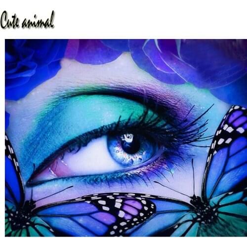 DIY 5d diamond painting Blue fantasy eye with Butterfly diy full square drill diamond embroidery mosaic rhinestone painting