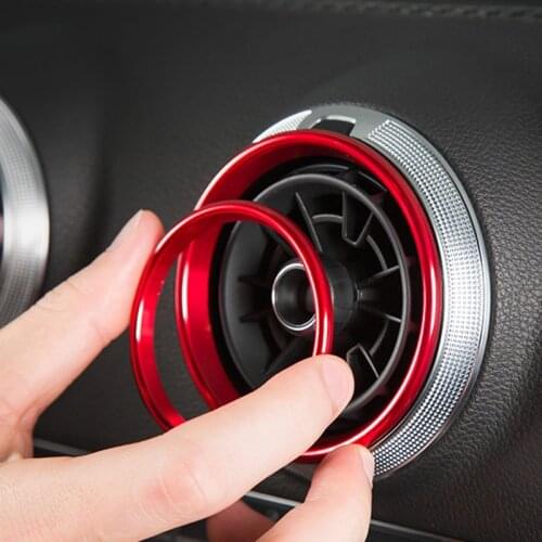 Car Styling Vent Air Panel Outlet Inner and Outer Ring Stickers Covers Decoration Trim Frame for Audi A3 S3 Q2 Auto Accessories