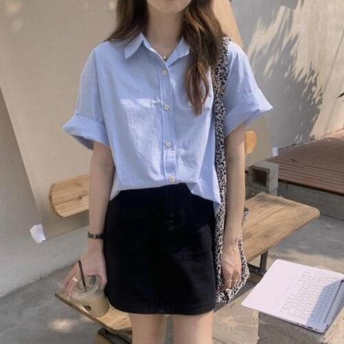 Summer Blouses Women Vintage Casual Solid 5 Colors Shirt White Fashion Mode Top Kpop Clothes Ete Ropa Mujer Verano 2021 Cardigan