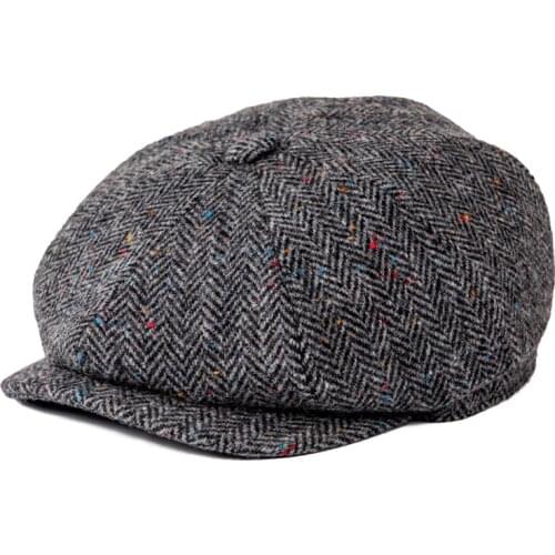 BOTVELA Multi Color Dot Herringbone Wool Tweed Newsboy Cap Men Women Hat with Soft Lining Driver Cap 005
