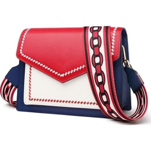 Brand Women Leather Crossbody Bag Lady Colorful Panelled Flaps New Special Design Shoulder Bag Small Purse Tote for Female