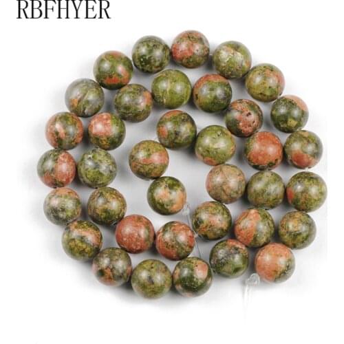 Natural ore Unakite Stone Beads Round Loose Spacer Beads For Jewelry Making DIY Bracelet 15'' Strands 4/6/8/10/12mm Accessories
