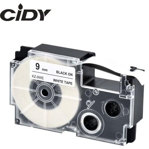 CIDY XR-9WE XR 9WE XR9WE 9mm black on white adhesive tape cartridge compatible for Casio label maker KL-60-L KL-120L KL-100