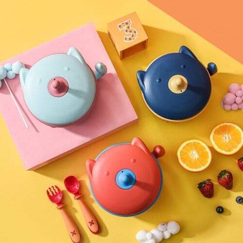 Baby Stainless Steel Insulation Bowl Childrens Tableware Suit Eat Food Supplement Bowl Spoon Removable Baby Water Injection
