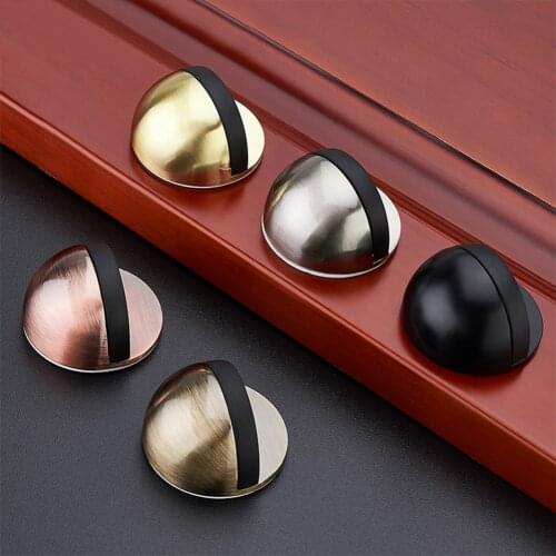 Stainless Steel Door Holder Stopper Rubber Bumper Non Punching Nail-free Hidden Doorstop Catch Hardware Sticker