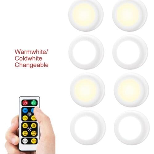 Dual Color Under Cabinet Light Wireless Remote Control Dimmable LED Night Battery lighting for Wardrobe Kitchen Stair