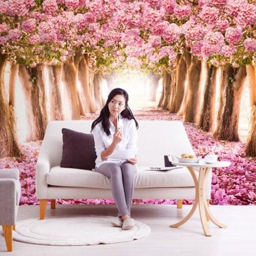 Custom Photo Wallpaper 3D Romantic Cherry Blossoms Large Mural Pink Floral Wallpaper For Girls Bedroom Walls Papel De Parede 3D