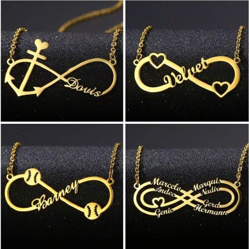 Custom Necklace Personalized Infinity Name Pendant Customized Gold Heart Nameplate Necklace Charm Women Valentine Jewelry Gifts