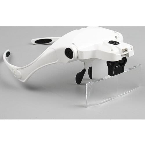Eye Repair Tool 5 Lens Adjustable Loupe LED Head Magnifier with Lights Headband Loupe 1.0X 1.5X .2.0X 2.5X 3.5X for Repairing