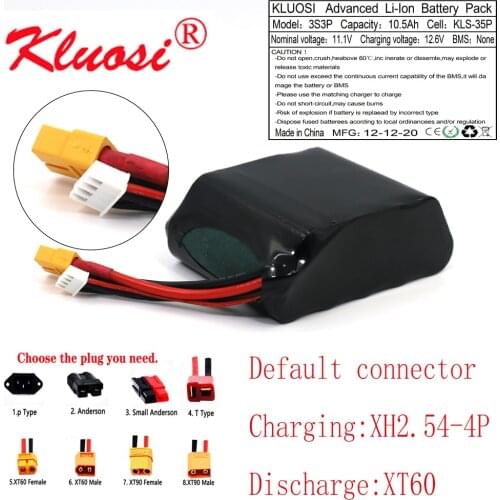 KLUOSI 3S3P 12V 10.5Ah 10Ah 12.6V High Capacity UAV Rechargeable Li-ion Battery for Parrot Disco Various RC Airplane Quadrotor
