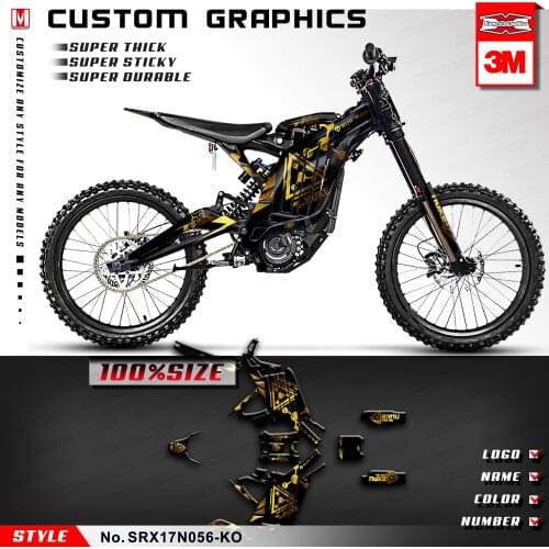 KUNGFU GRAPHICS Custom Stickers Gold and Black Deco Kit for Sur Ron Light Bee X/S Bike, Style No.SRX17N056-KO
