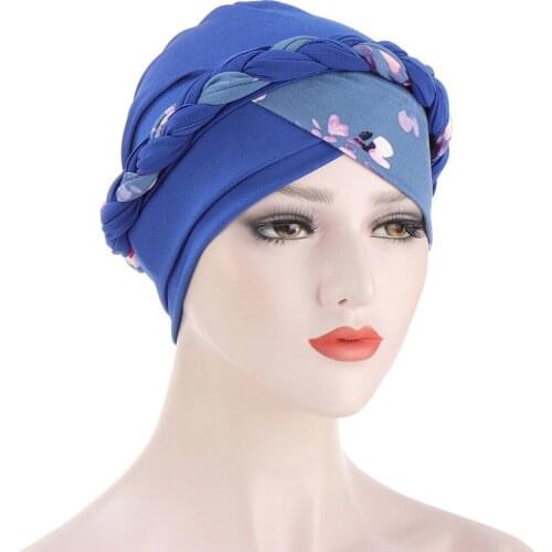 2021 Hot Sell Headwear Cap African Style Muslim Turban Hair Accessories Fashion Women Print Braided Bandanas Headwear