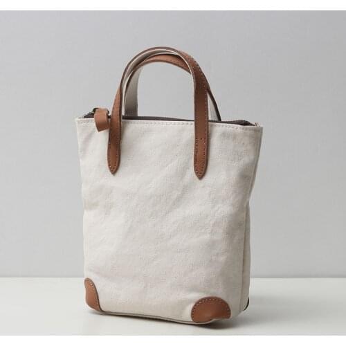 Cotton Canvas Mini Female Bag Japan Style Solid Color Zip Mobile Phone Storage Shoulder Bag Women Handbag Original Messenger Bag