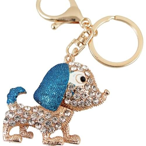 Fashion Rhinestone Crystal Cute Dog Keychain Bag Charm Pendant Keys Holder Crystal Keyring Jewelry for Women Girl Gift Jewelry