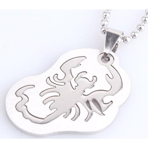 Irregular two layers scorpion 316L Stainless Steel pendant necklaces bead chain for men women wholesale