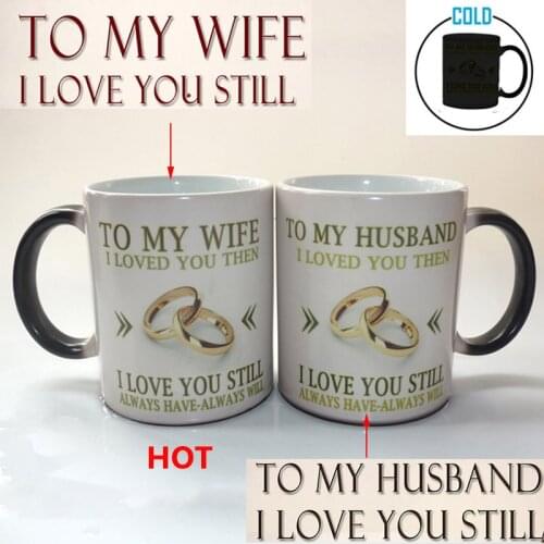 New 350mL To My Wife / Husband Mug Magic Color Changing Coffee Mug Wedding Anniversary Gifts, Best Gift for Your Wife or Husband