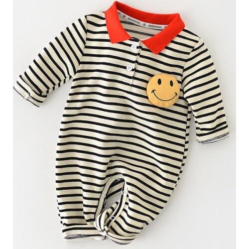 MILANCEL 2021 Autumn New Baby Rompers Toddler Boys Jumpsuits Striped Newborn Clothes Smile Face Baby Outfit