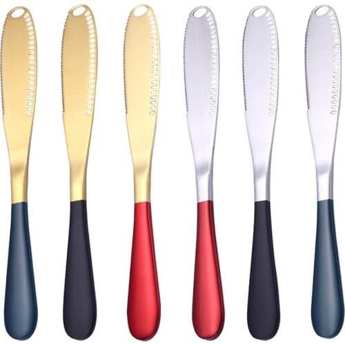 430 Stainless Cheese Knife Multifunction Butter Knife With Hole Serrated Baking Varnish Bread Cheese Jam Knife Breakfast Tools