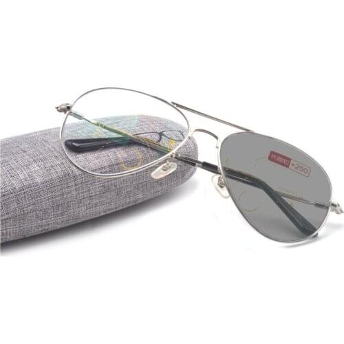 Men pilot super large frame progressive multifocal lens retro sun photochromic reading glasses outdoor sunglasses uv400 FML