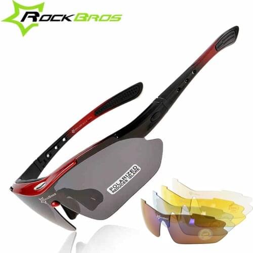 ROCKBROS Polarized Sports Men Sunglasses Road Cycling Glasses Mountain Bike MTB Bicycle Riding Protection Goggles Eyewear 5 Lens