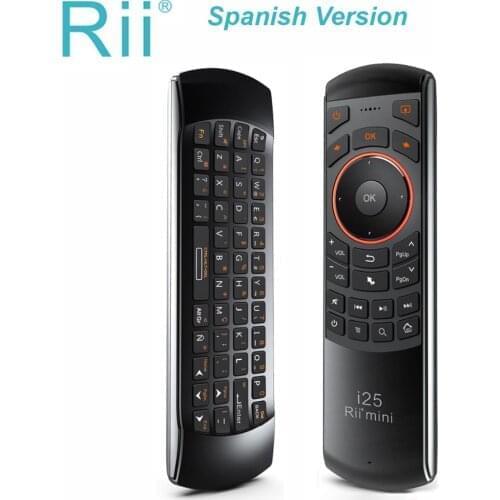 Original Rii mini i25 2.4GHz Spanish Keyboard Air Mouse Remote Control IR Extender Learning for Smart TV Android TV Box HTPC