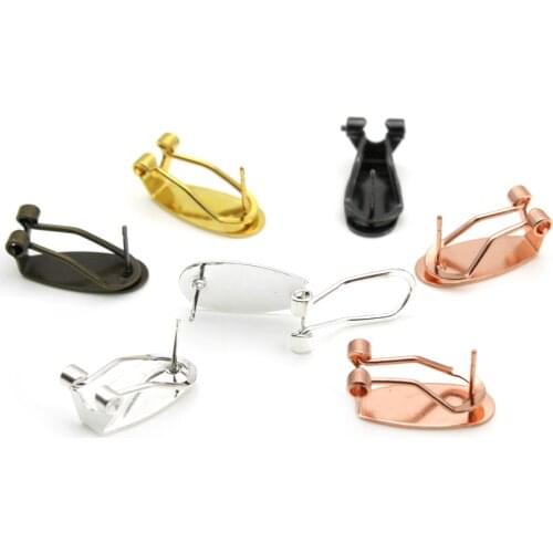 10pcs Copper Stud Earring with Ear Clips Hooks Earrings Blanks Cabochons Setting Base DIY Components Jewelry Findings Supplier
