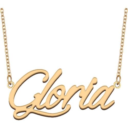 Gloria Name Necklace for Women Stainless Steel Jewelry 18k Gold Plated Nameplate Pendant Femme Mother Girlfriend Gift