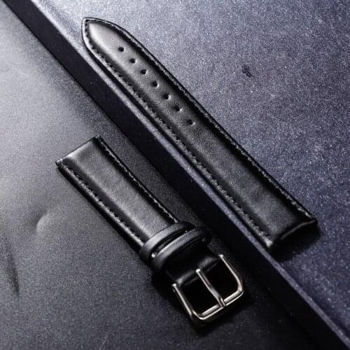 18 20 22mm Genuine Leather Watchband Soft Material Watch Band Wrist Strap With Silver Color Stainless Steel Buckle