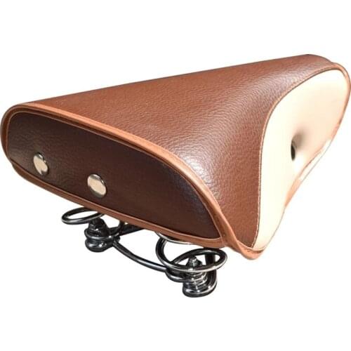 Road Bike Seat Bicycle Saddle Vintage Leather Cushion Comfortable Cyclling Parts Seatstay Rivet PU Leather Steel Base Material