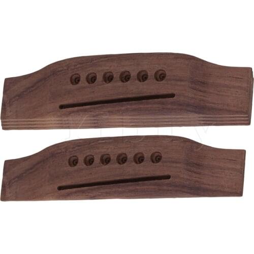 Yibuy 5pcs Rosewood Saddle Thru Bridge for 6 String Acoustic Folk Guitar 153mm Length