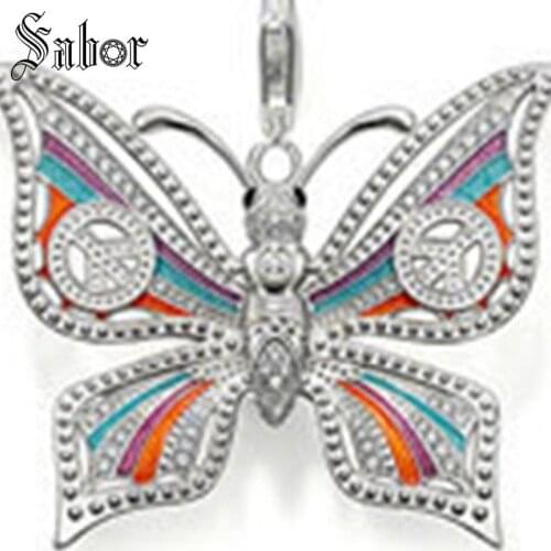 Silver color Zirconia Lobster Clasp Big Butterfly Pendants Fit Necklaces Most Fashion Jewelry for Women Men thomas jewellery