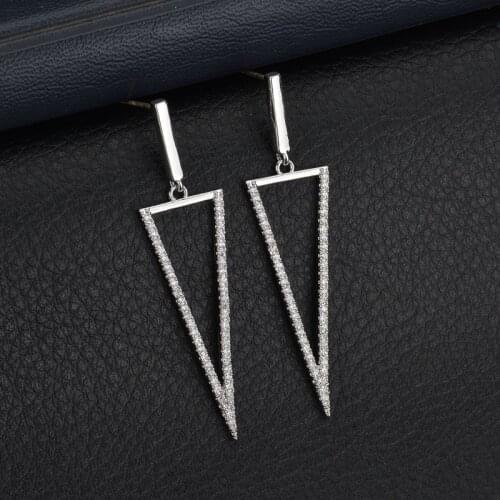 3A Zircon Earrings For Women 2021 Trends European American Copper Alloy S925 Silver Needle Creative Triangle Geometric Jewelry