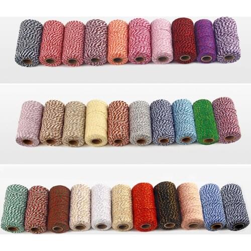 2mm 100% Cotton Cord Twisted 110Yards Colorful Cords Rope Craft Macrame String DIY Home Textile Thread Wedding Decorative Supply