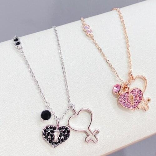 Showfay Red Peach Heart Key Fashion Popular Necklace Korean New Chain Pendant Jewelry Wholesale